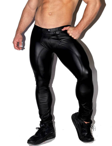 Scandals Men's Open Crotch Black Wet Look Trousers Bondage & Fetishwear - Wet-Look Scandals Lingerie